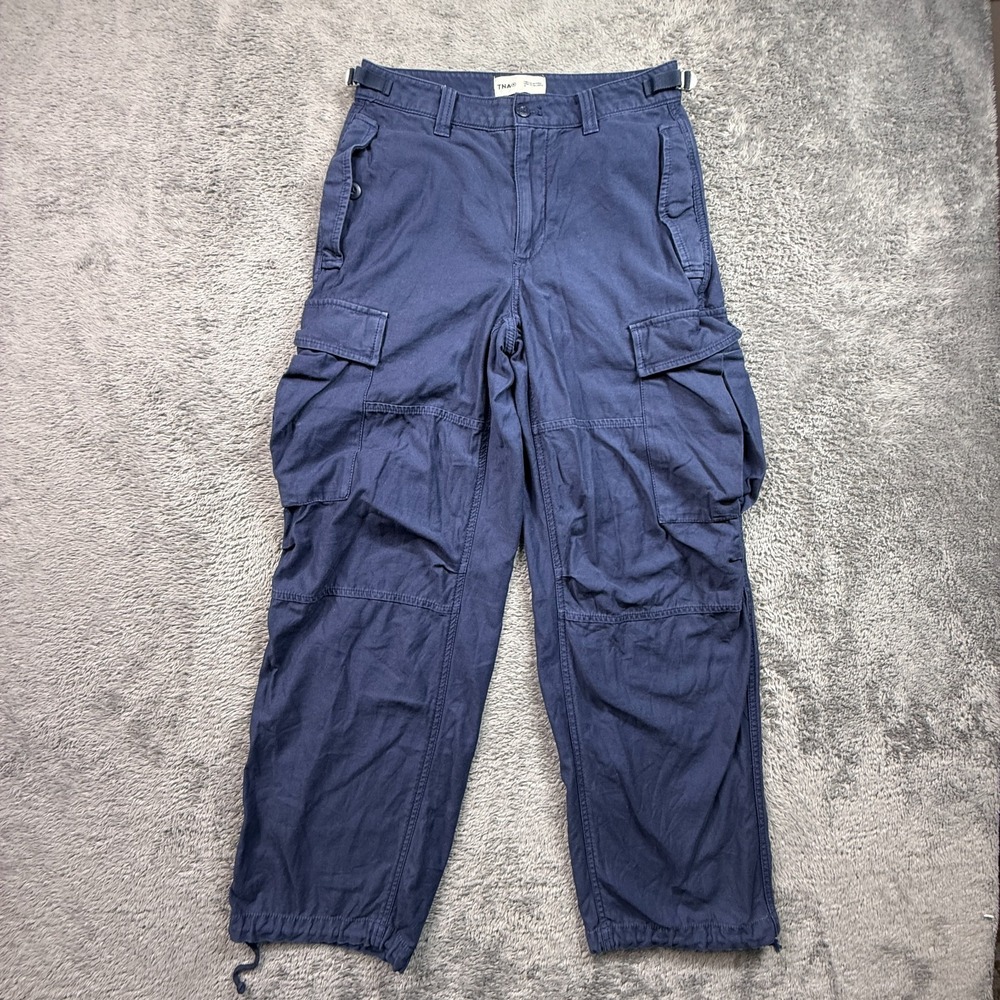 ARITZIA TNA Supply Blue Cargo Pants Relaxed Baggy Womens 2 Twill Loose Fit